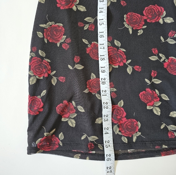 Garage Xs Cowl Neck Mini Floral Black and Red Dress - Picture 4 of 6